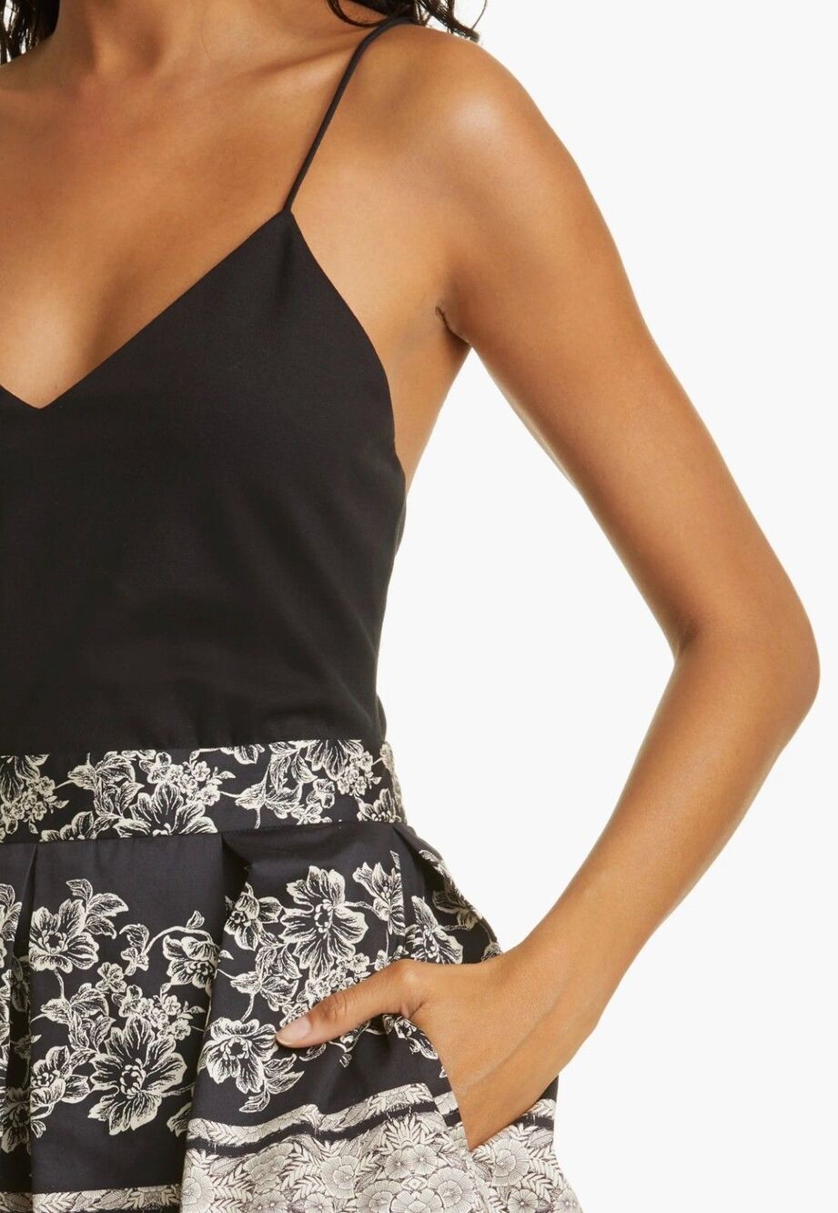 Alice + Olivia Madison Dress 14 Black White Pleated Fit Flare Floral Ballet - Picture 5 of 16